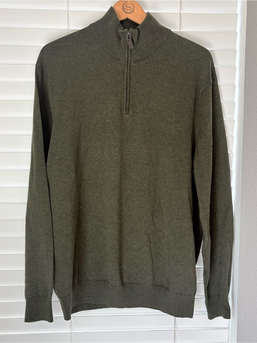Jos. A. Bank 1/4 Zip Pullover Sweater 100% Pima Cotton Army Green Men’s Size XL